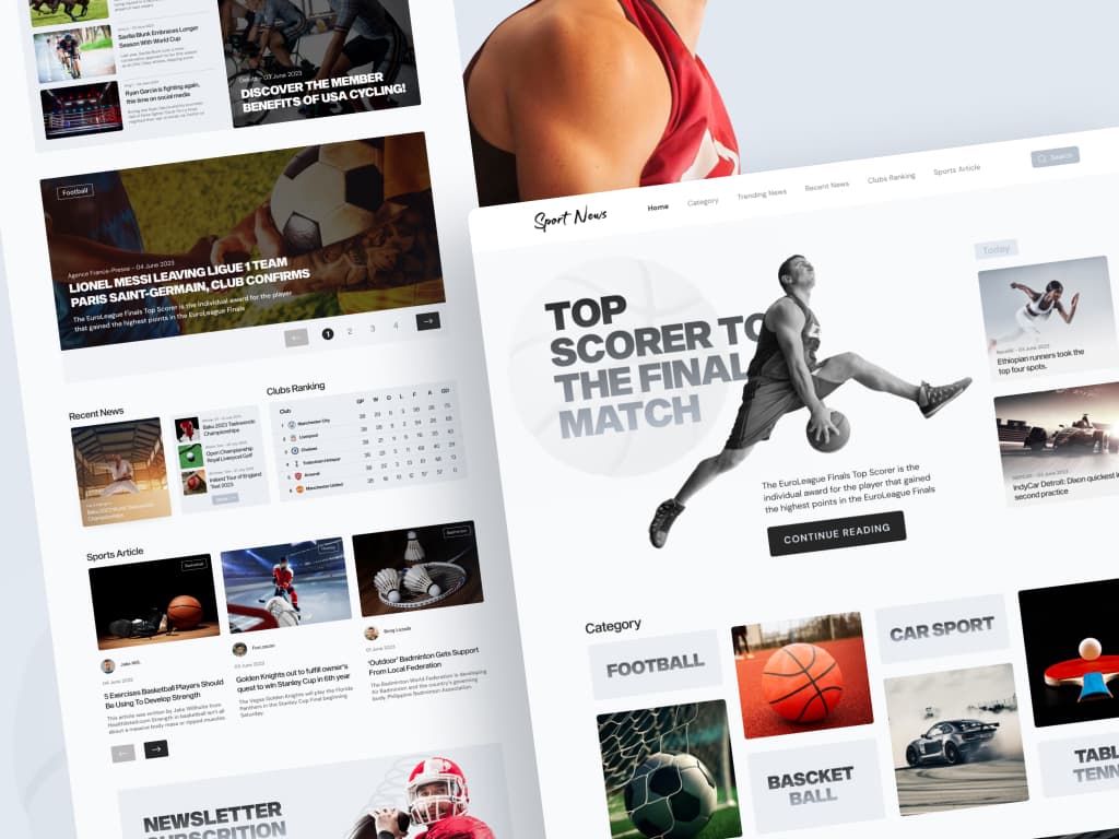 Leanding page design for sports news website